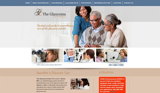 Digital MindScapes Client Preview – Glaucoma Center Website