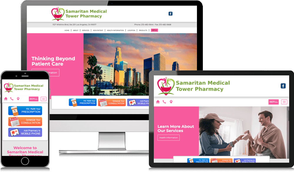 Digital MindScapes Client Devices Preview – Samaritan Medical Tower Pharmacy Website