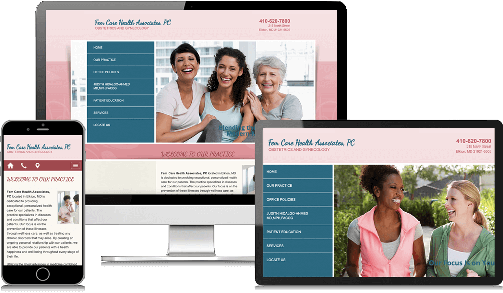 Digital MindScapes Client Devices Preview – Femcare Health Associates Website
