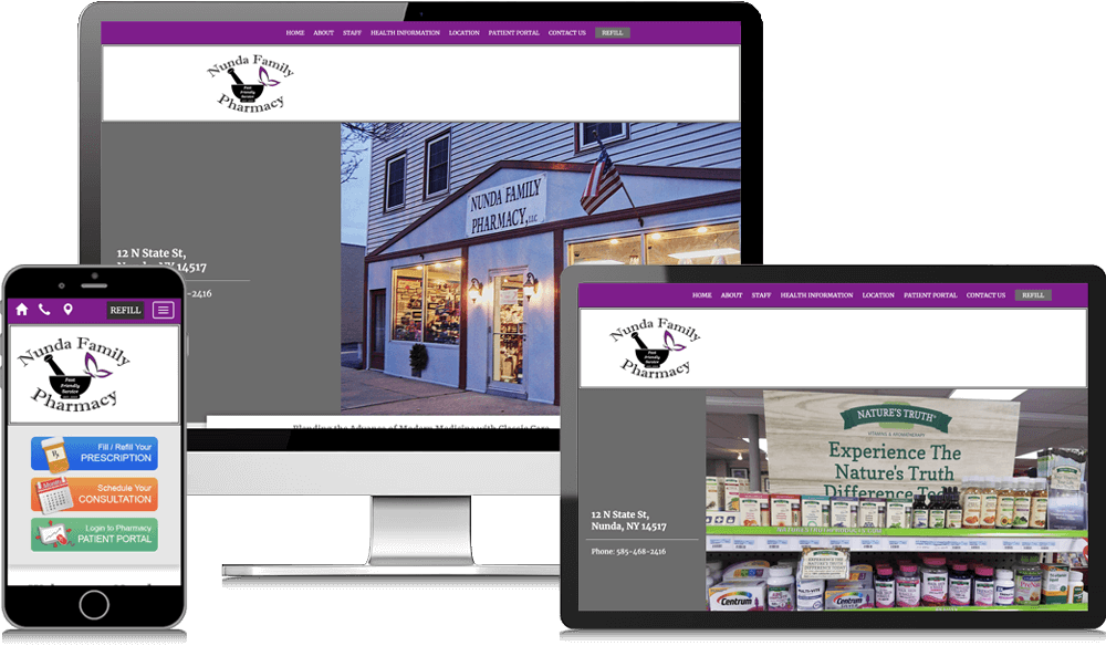 Digital MindScapes Client Devices Preview – Nunda Family Pharmacy Website
